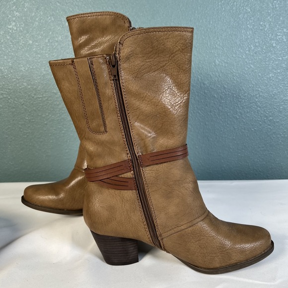 Baretraps Mid Calf Roxie Heeled Boots Womens Faux Leather Zip Buckle Cowgirl 9.5 - Picture 4 of 12